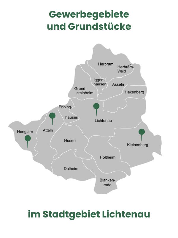 Gewerbegebiete und Grundstücke im Stadtgebiet von Lichtenau